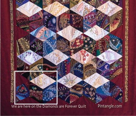 position of Tumbling block 19 on the Diamonds are Forever Quilt