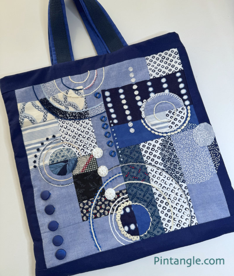 Blue tote bag side 1