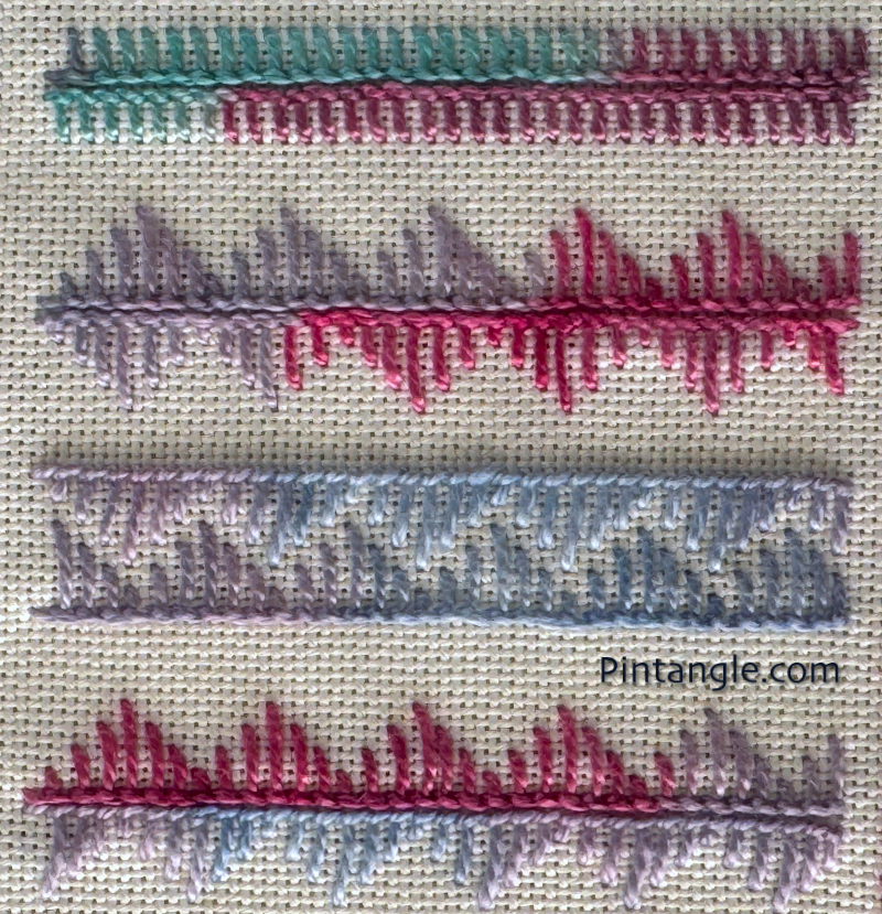Adapting stitches Buttonhole sample of back to back and face to face patterns