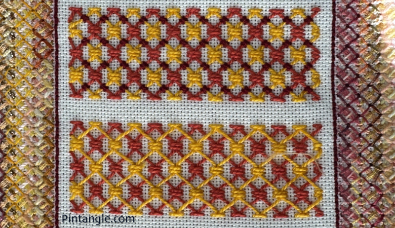 Adapting stitches Chevron with an added cross stitch