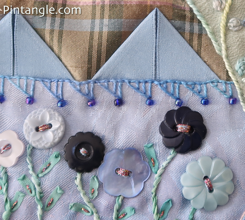 Prairie Point demonstrating the idea for embellishing crazy quilt blocks