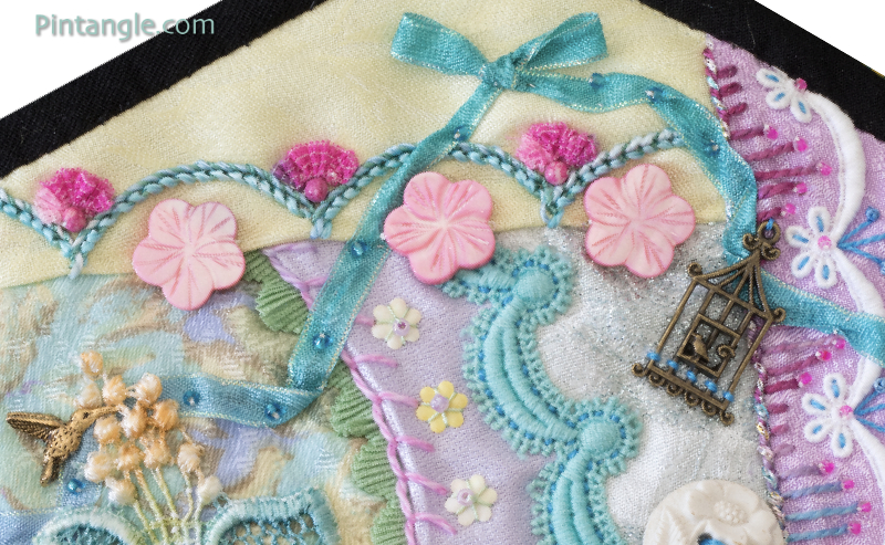 Ribbon Bow demonstrating the idea for embellishing crazy quilt blocks